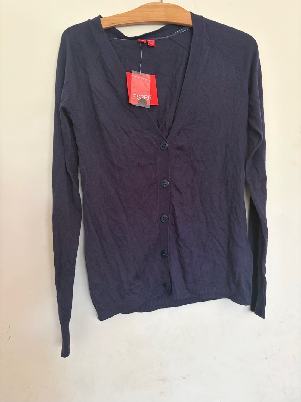 NWT Esprit Button Cardigan Navy Blue V-Neck Cottagecore Grandmacore Soft Girl